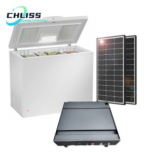 Quiet Operating Solar Powered DC Deep Refrigerator & Freezer for Home Solar Chest Fridge Freezer with Panel and Battery